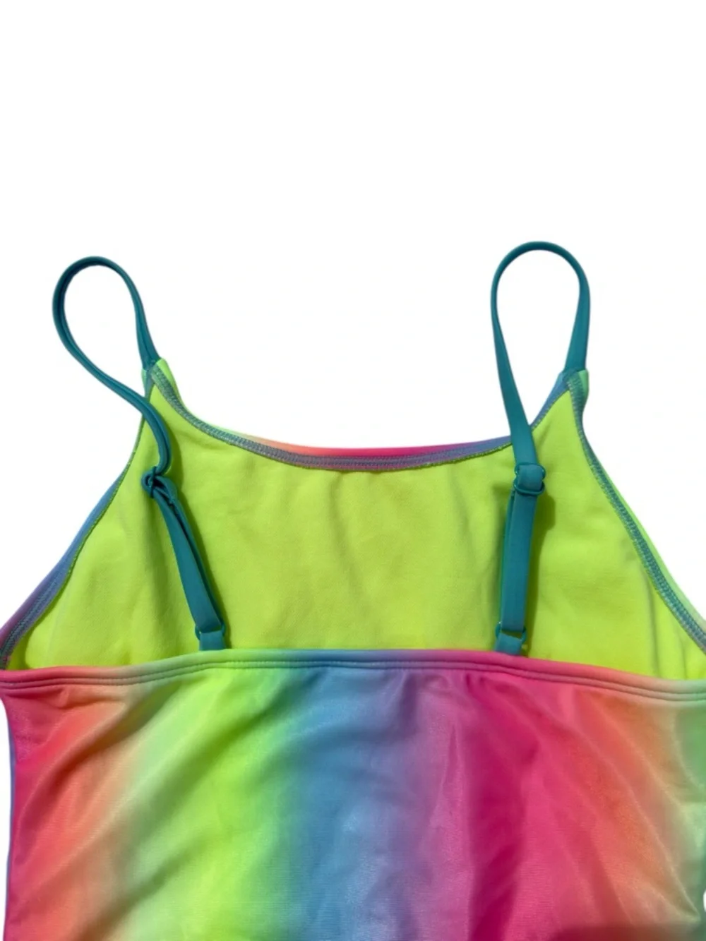 Girls Cat & Jack Rainbow Ombre One Piece Swimsuit XL 14/16 Adjustable‎ Straps